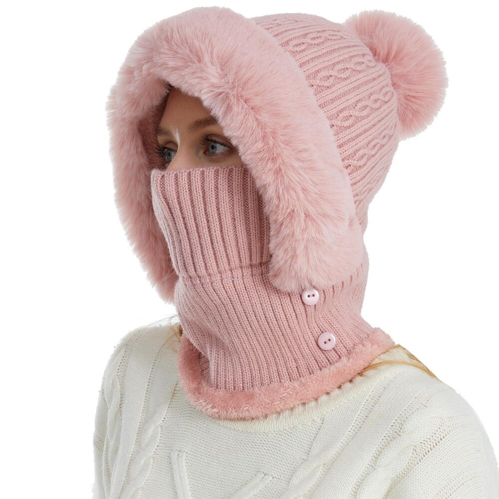 8868 Winter Knitted Balaclava One Piece Skull Beanie Hat Neck Circle Scarf